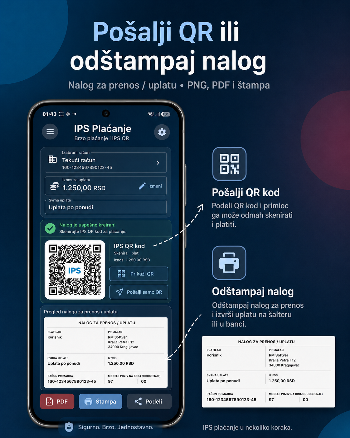 Pošalji QR ili odštampaj nalog